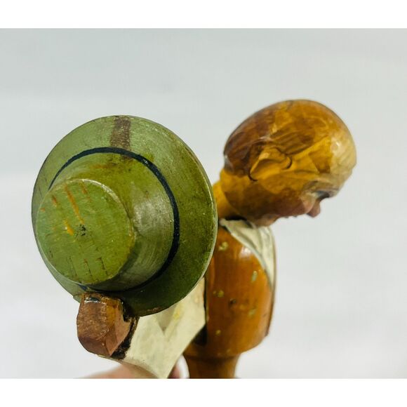 Vintage Anri Italian Wooden Bottle Stopper Man Tipping Hat Cork Hand Carved - Picture 6 of 10
